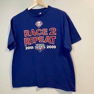 Philadelphia Phillies RACE 2 REPEAT World Series 2008-2009 XL Blue T-Shirt